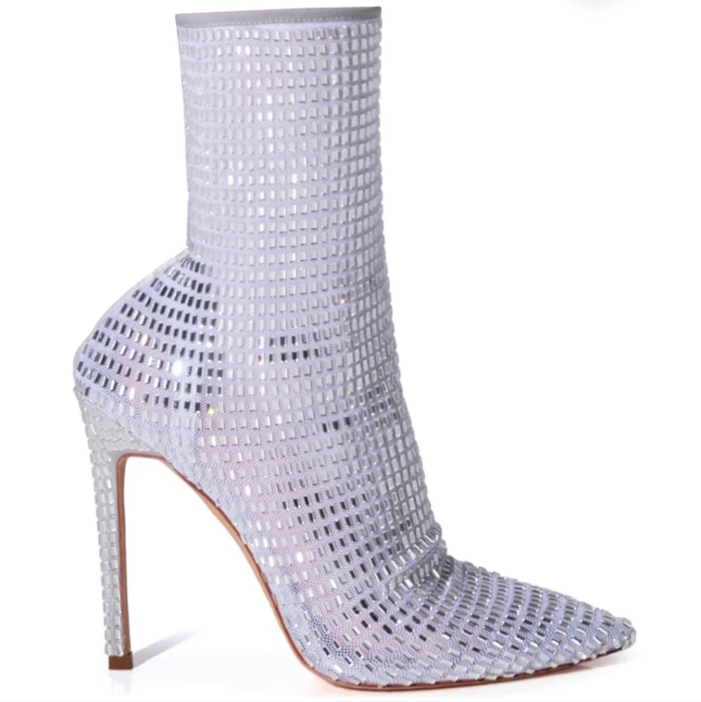 Azalea Wang White Embellished Stilleto Bootie 8.5/9 - Picture 2 of 11